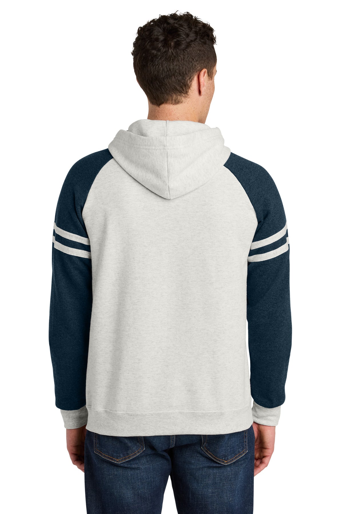 Jerzees Unisex NuBlend Varsity Colorblock Hooded Sweatshirt - Oatmeal Heather/ Indigo Heather