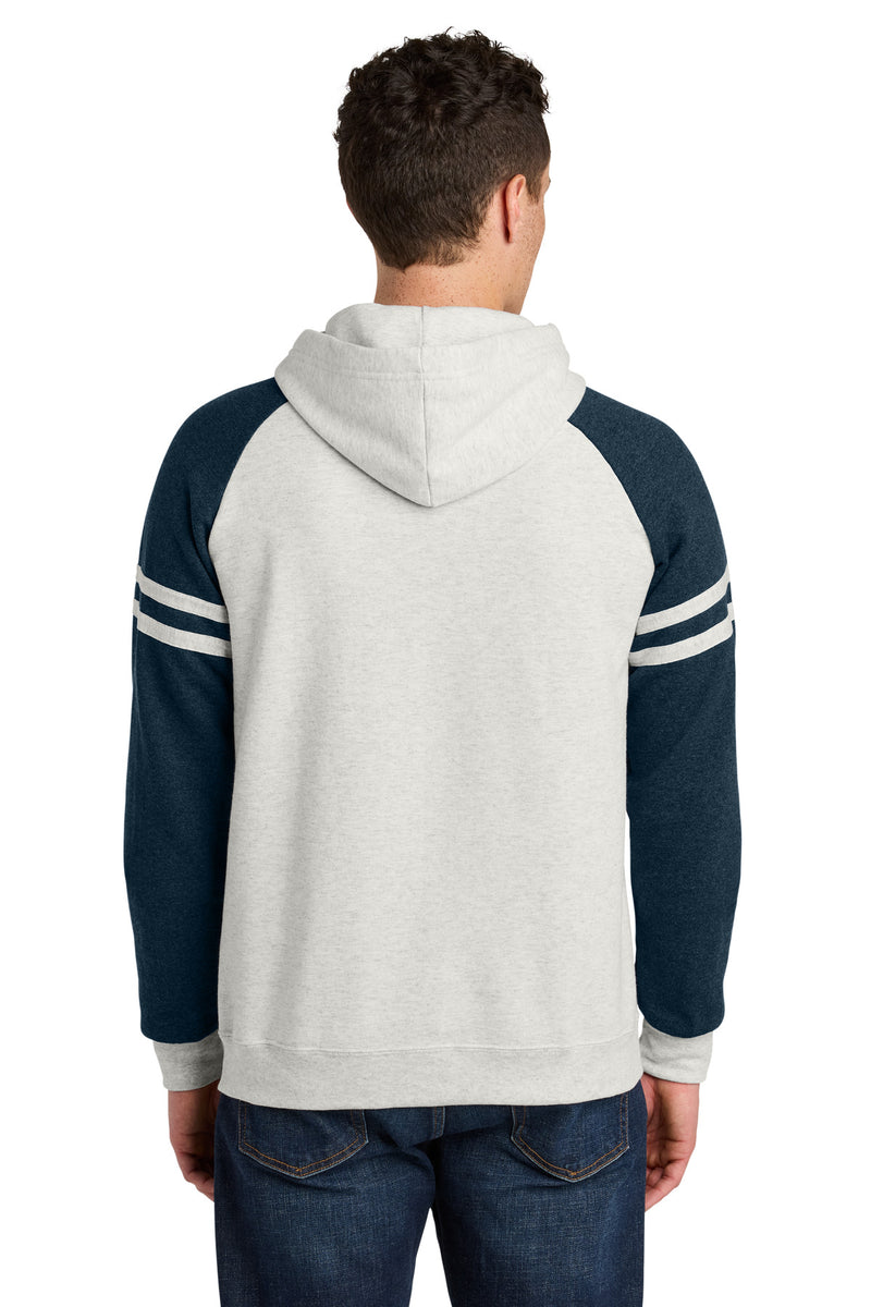 Jerzees Unisex NuBlend Varsity Colorblock Hooded Sweatshirt - Oatmeal Heather/ Indigo Heather