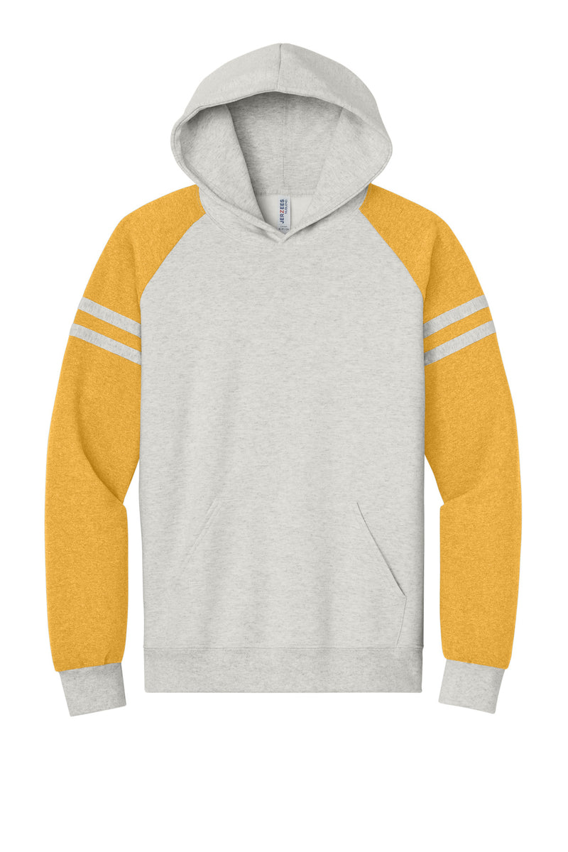 Jerzees Unisex NuBlend Varsity Colorblock Hooded Sweatshirt - Oatmeal Heather/ Mustard Heather
