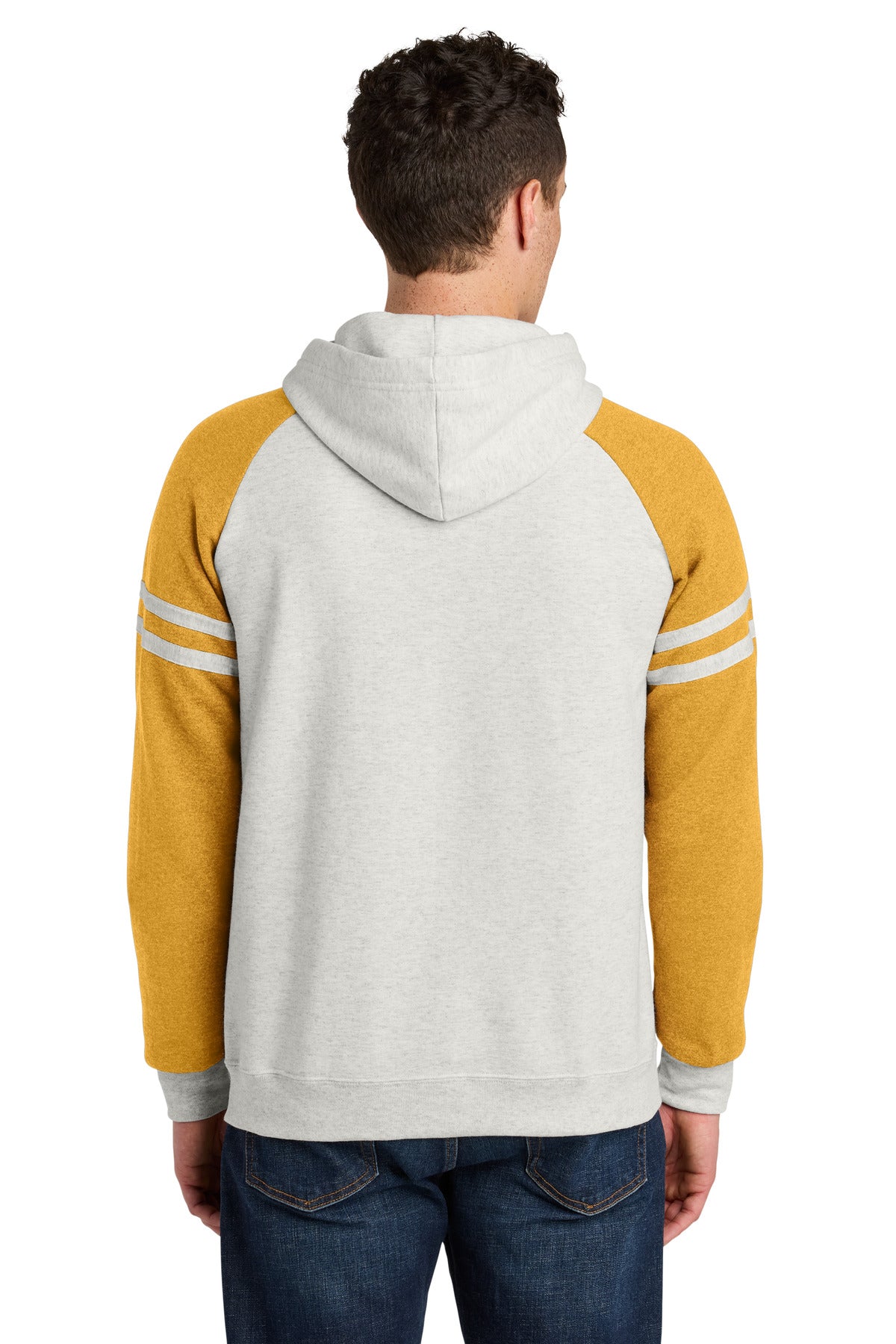 Jerzees Unisex NuBlend Varsity Colorblock Hooded Sweatshirt - Oatmeal Heather/ Mustard Heather