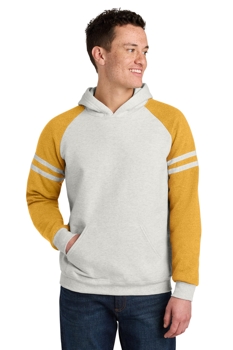 Jerzees Unisex NuBlend Varsity Colorblock Hooded Sweatshirt - Oatmeal Heather/ Mustard Heather