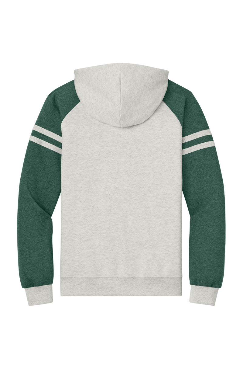 Jerzees Unisex NuBlend Varsity Colorblock Hooded Sweatshirt - Oatmeal Heather/ Forest Green Heather