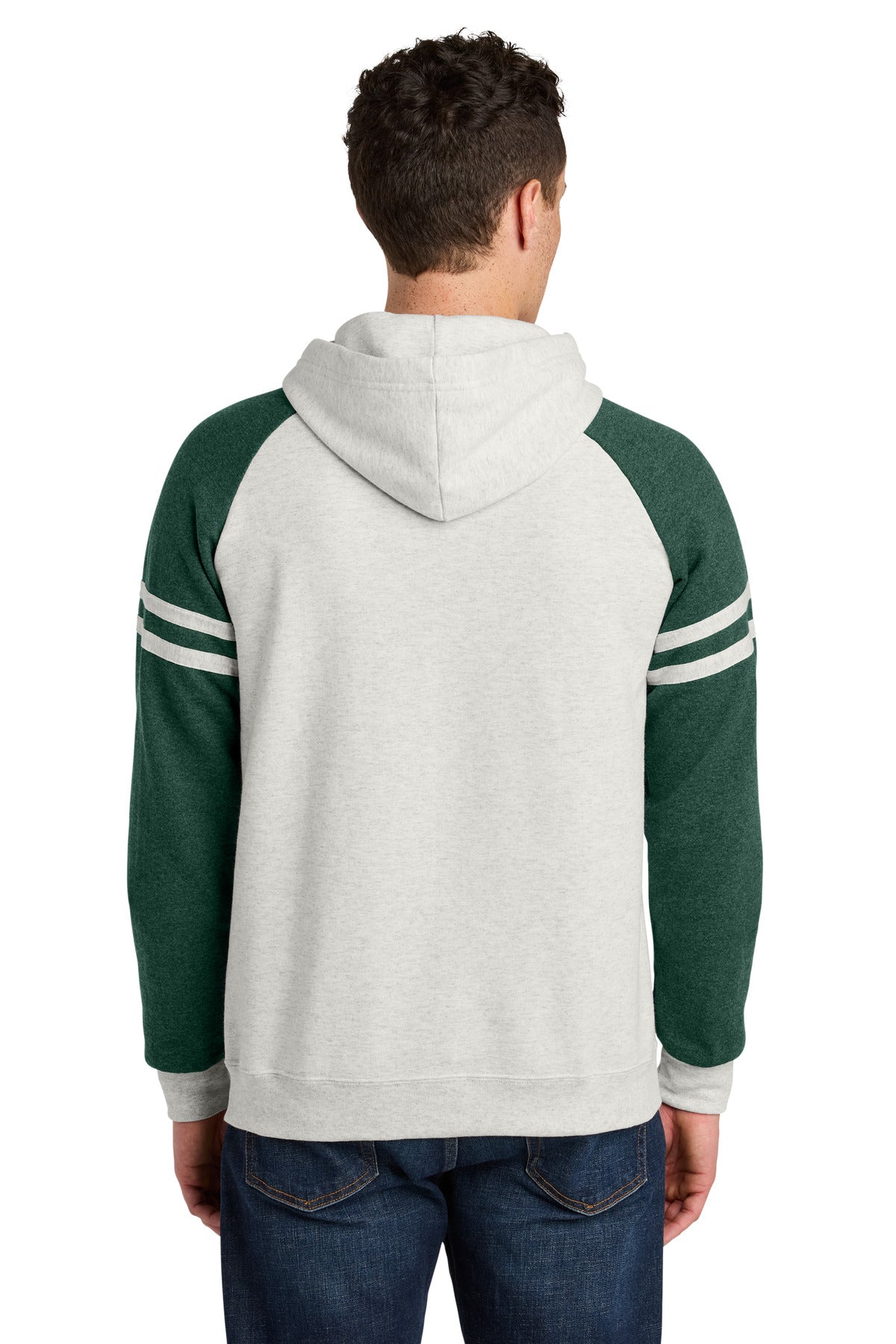 Jerzees Unisex NuBlend Varsity Colorblock Hooded Sweatshirt - Oatmeal Heather/ Forest Green Heather