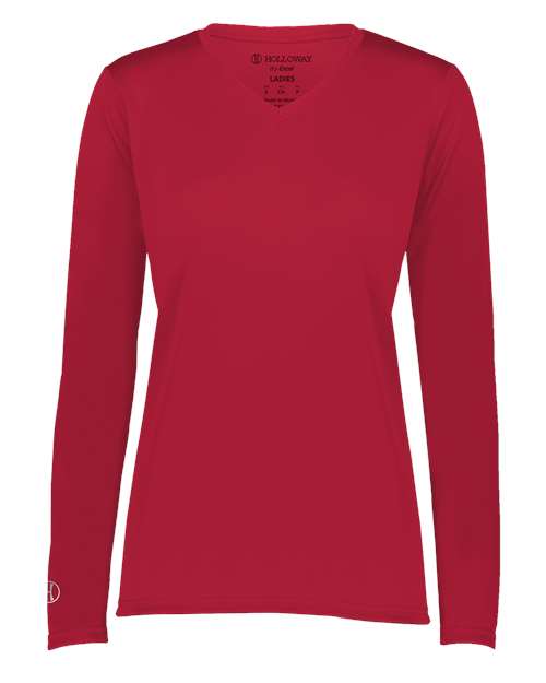 Women's Momentum Long Sleeve V-Neck T-Shirt - Scarlet