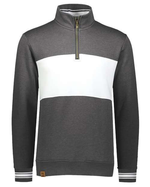 Men's All-American Fleece Colorblocked Quarter-Zip Sweatshirt - Carbon Heather/ White