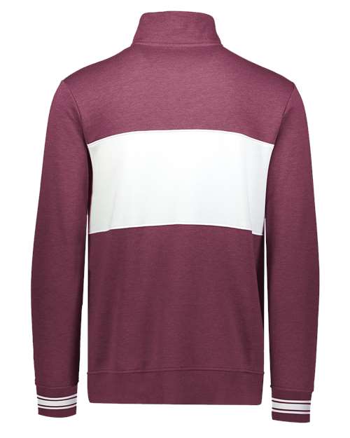 Men's All-American Fleece Colorblocked Quarter-Zip Sweatshirt - Maroon Heather/ White