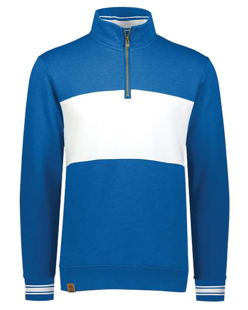 Men's All-American Fleece Colorblocked Quarter-Zip Sweatshirt - Royal Heather/ White