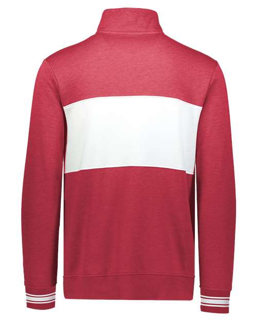 Men's All-American Fleece Colorblocked Quarter-Zip Sweatshirt - Scarlet Heather/ White