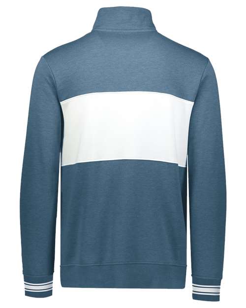 Men's All-American Fleece Colorblocked Quarter-Zip Sweatshirt - Storm Heather/ White