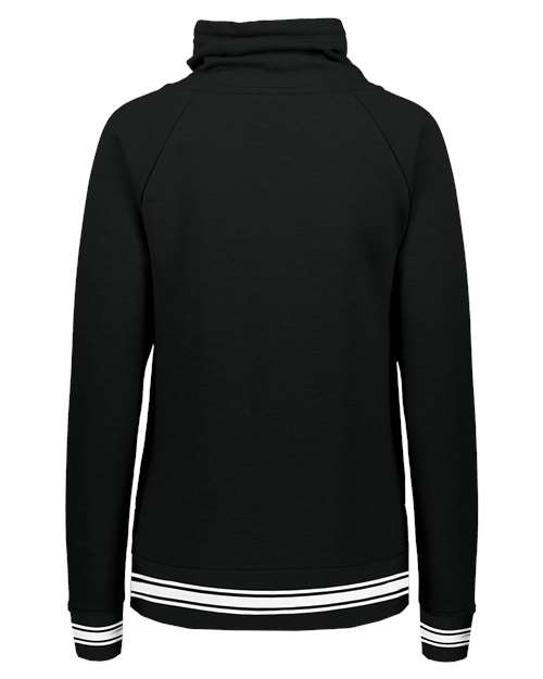 Women's All-American Fleece Funnel Neck Sweatshirt - Black/ White