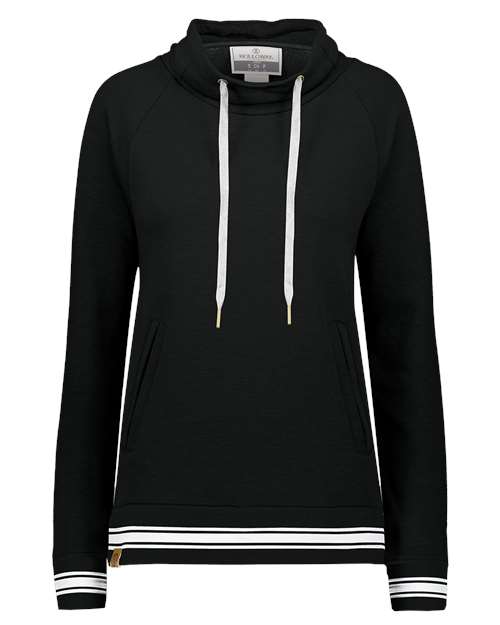 Women's All-American Fleece Funnel Neck Sweatshirt - Black/ White