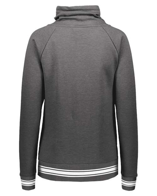 Women's All-American Fleece Funnel Neck Sweatshirt - Carbon Heather/ White
