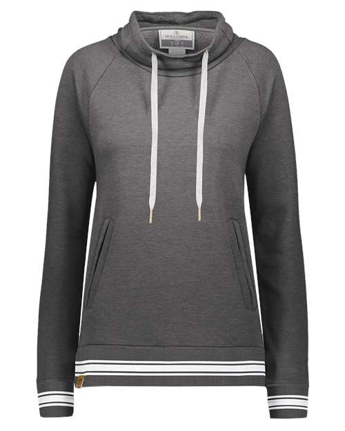 Women's All-American Fleece Funnel Neck Sweatshirt - Carbon Heather/ White