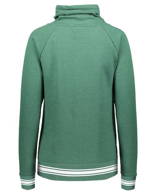 Women's All-American Fleece Funnel Neck Sweatshirt - Dark Green Heather/ White