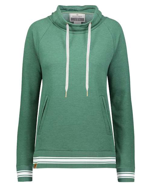 Women's All-American Fleece Funnel Neck Sweatshirt - Dark Green Heather/ White