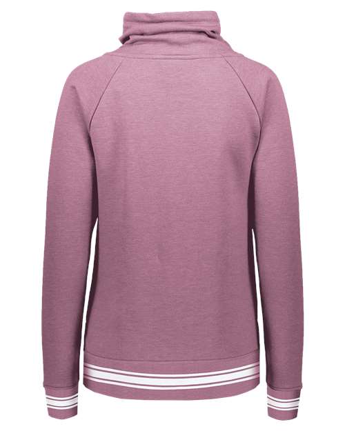 Women's All-American Fleece Funnel Neck Sweatshirt - Dusty Rose Heather/ White