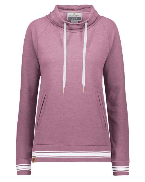 Women's All-American Fleece Funnel Neck Sweatshirt - Dusty Rose Heather/ White