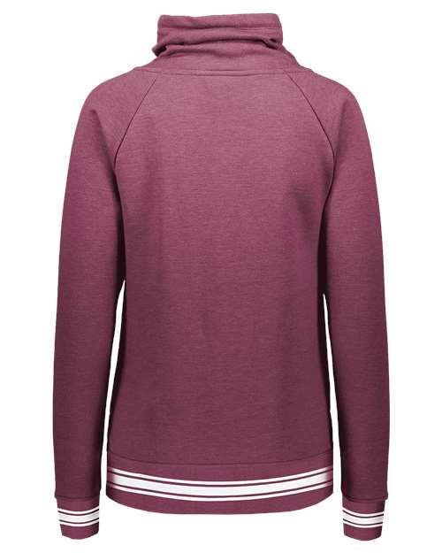 Women's All-American Fleece Funnel Neck Sweatshirt - Maroon Heather/ White