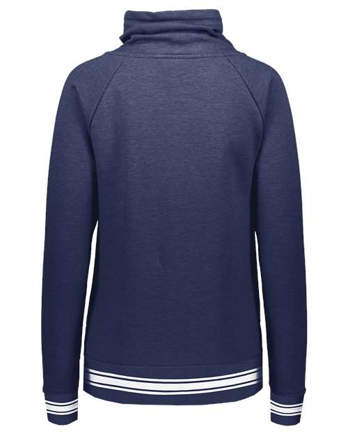 Women's All-American Fleece Funnel Neck Sweatshirt - Navy Heather/ White
