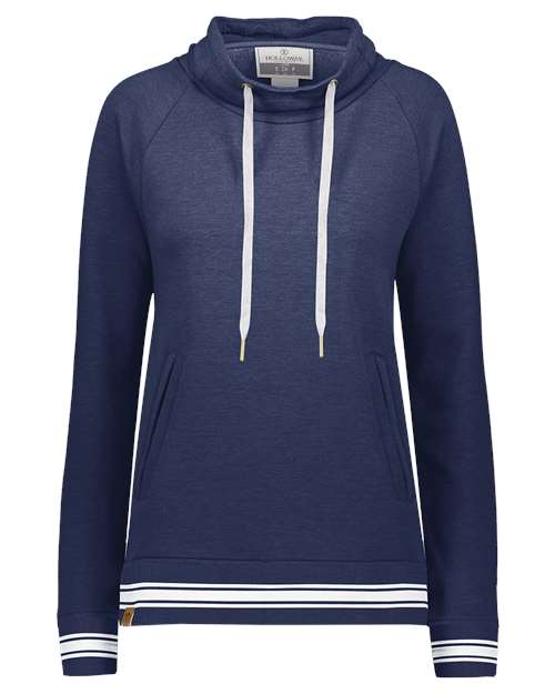 Women's All-American Fleece Funnel Neck Sweatshirt - Navy Heather/ White