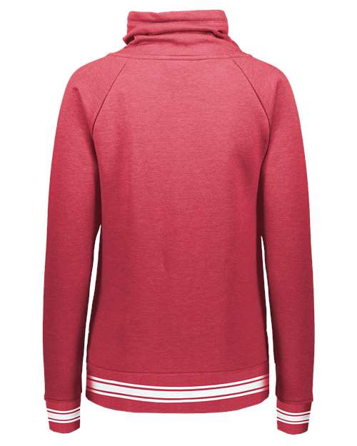 Women's All-American Fleece Funnel Neck Sweatshirt - Scarlet Heather/ White