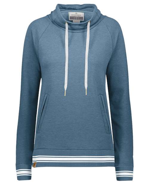 Women's All-American Fleece Funnel Neck Sweatshirt - Storm Heather/ White