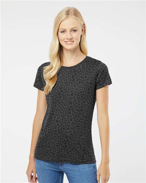 Women's Fine Jersey Tee - Black Leopard