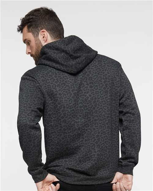 Unisex Elevated Fleece Hoodie Sweatshirt - Black Leopard