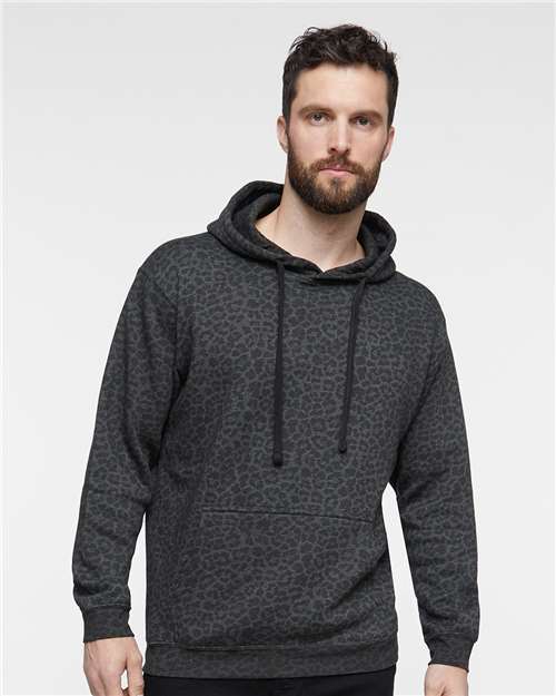Unisex Elevated Fleece Hoodie Sweatshirt - Black Leopard