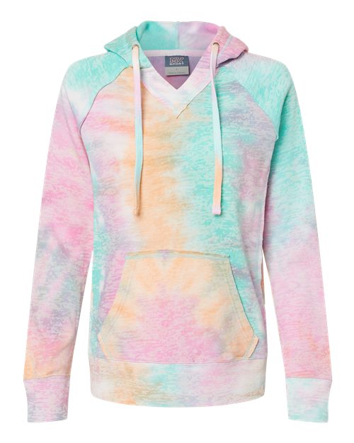 Women’s Courtney Burnout V-Notch Hooded Sweatshirt - Rainbow Sorbet