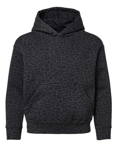 Youth Fleece Hoodie Sweatshirt - Black Leopard