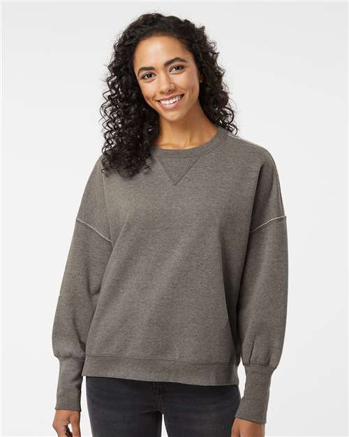 Women's Sueded Fleece Crewneck Sweatshirt - Charcoal