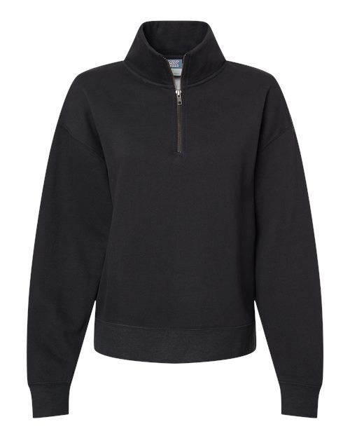 Women's Sueded Fleece Quarter-Zip Sweatshirt - Black