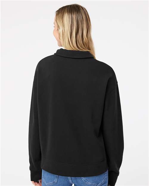 Women's Sueded Fleece Quarter-Zip Sweatshirt - Black