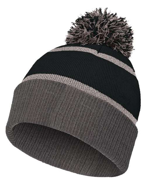 8 1/2" Reflective Knit Beanie - Black/ Carbon