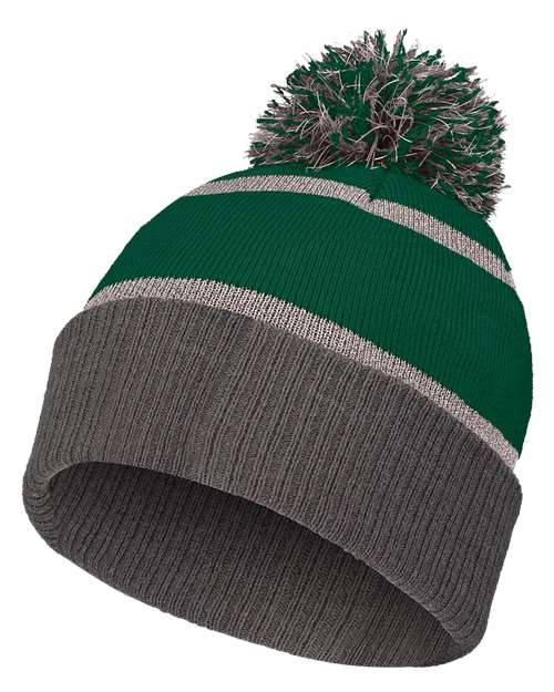 8 1/2" Reflective Knit Beanie - Forest/ Carbon