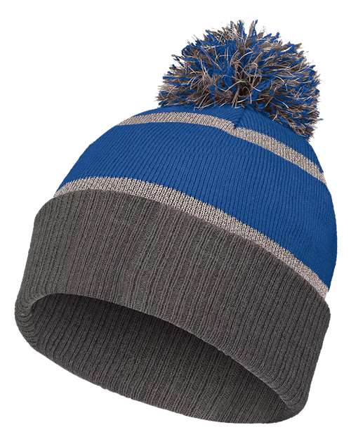 8 1/2" Reflective Knit Beanie - Royal/ Carbon