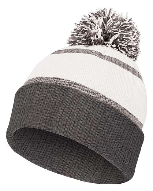 8 1/2" Reflective Knit Beanie - White/ Carbon