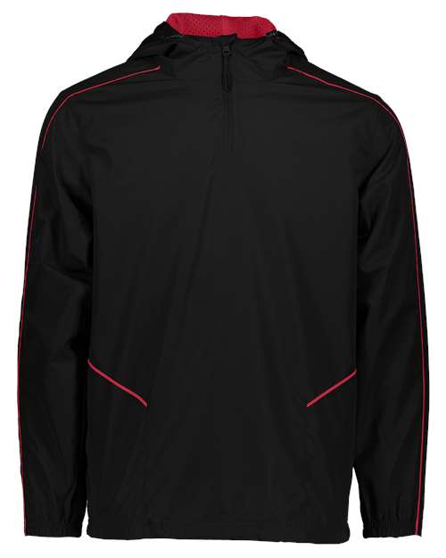 Men's Wizard Quarter-Zip Hooded Pullover - Black/ Scarlet