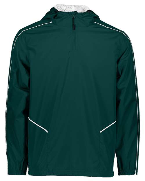 Men's Wizard Quarter-Zip Hooded Pullover - Dark Green/ White