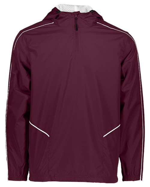 Men's Wizard Quarter-Zip Hooded Pullover - Maroon/ White