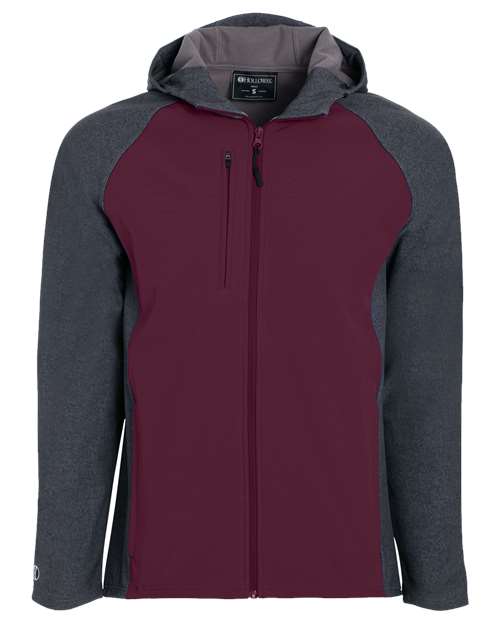 Men's Raider Hooded Soft Shell Jacket - Carbon Print/ Maroon