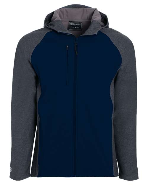 Men's Raider Hooded Soft Shell Jacket - Carbon Print/ Navy
