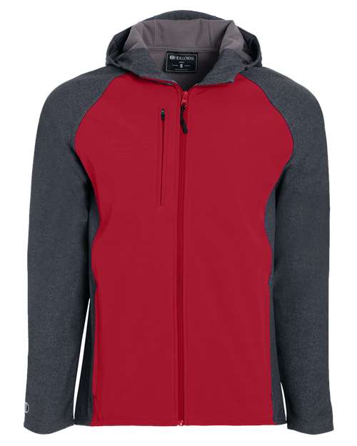 Men's Raider Hooded Soft Shell Jacket - Carbon Print/ Scarlet