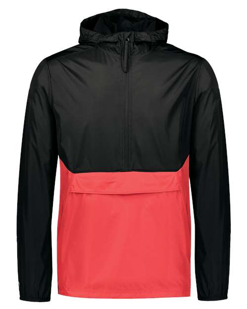 Men's Packable Quarter-Zip Jacket - Black/ Scarlet