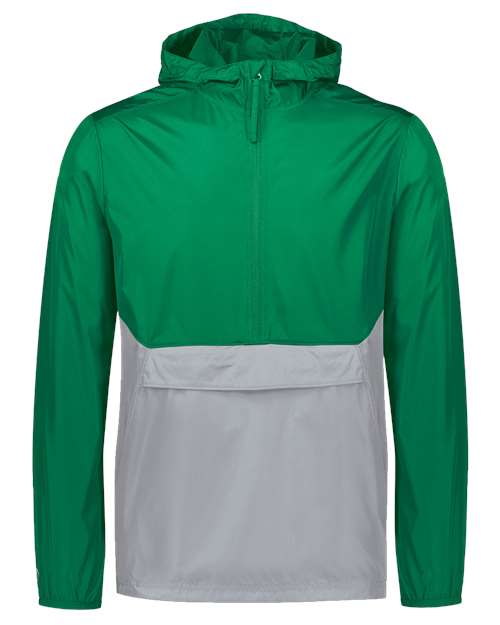 Men's Packable Quarter-Zip Jacket - Kelly/ Athletic Grey