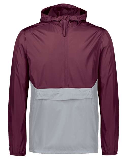 Men's Packable Quarter-Zip Jacket - Maroon/ Athletic Grey