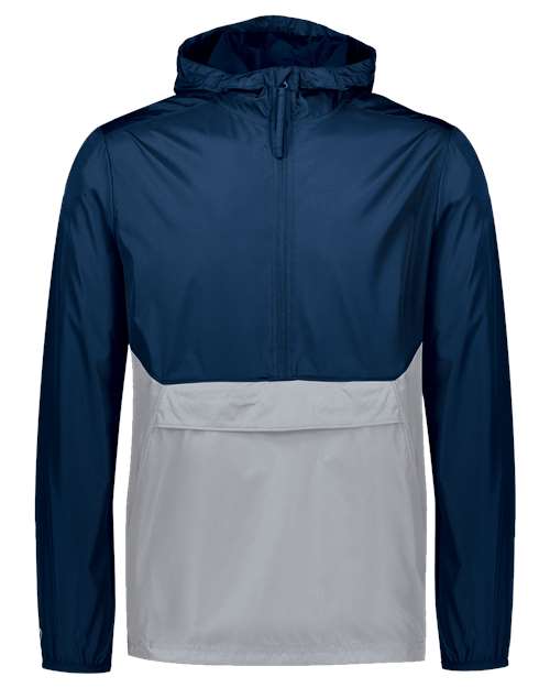 Men's Packable Quarter-Zip Jacket - Navy/ Athletic Grey