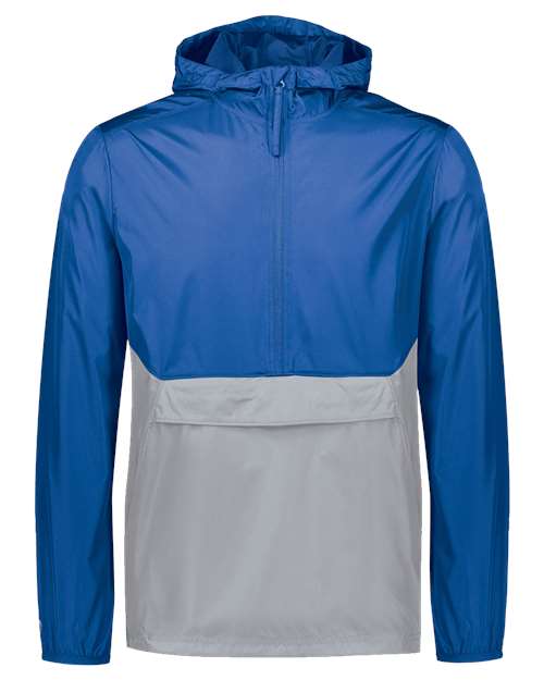 Men's Packable Quarter-Zip Jacket - Royal/ Athletic Grey