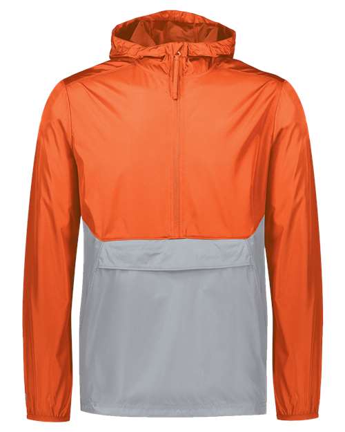 Men's Packable Quarter-Zip Jacket - Orange/ Athletic Grey